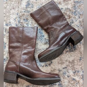 Nicole Vintage Brown Leather Mid Calf Side Zip Boots